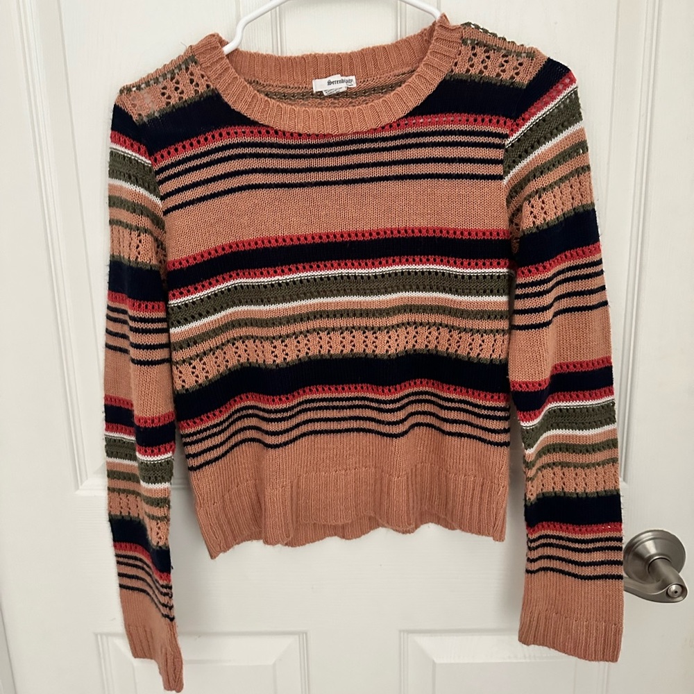 Serendipity Rose Pink and Green stripe sweater